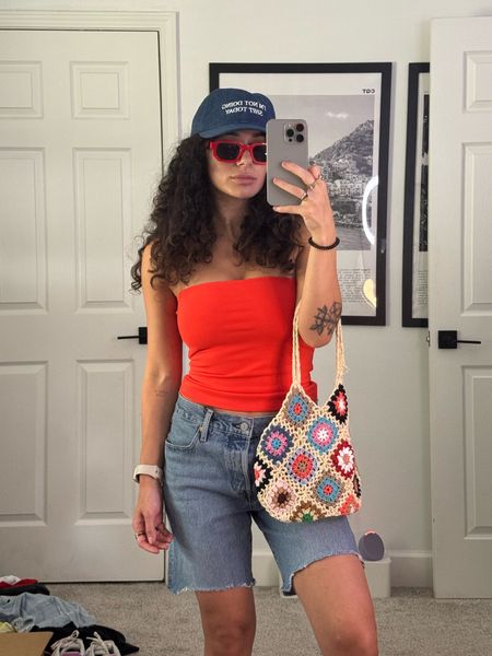 Travel outfit summer spring pink crochet Amazon revolve finds lovers and friends Levi’s 501 90s petite girl fashion
What to wear to Rio de janiero Brazil red trendy denim hat sunglasses 

#LTKU #LTKFindsUnder100 #LTKTravel