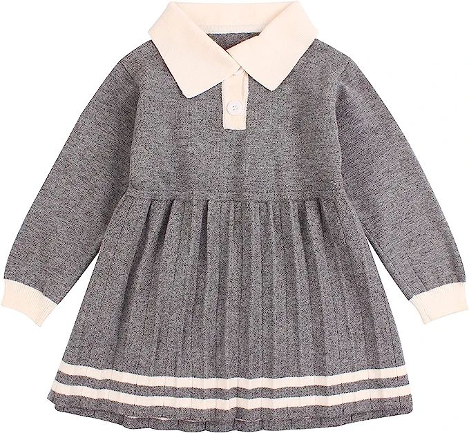 Ruffles Baby Girls Cardigan Warm Infant Toddler Sweater Dress Girls Long Sleeve V-Neck Cardigans ... | Amazon (US)