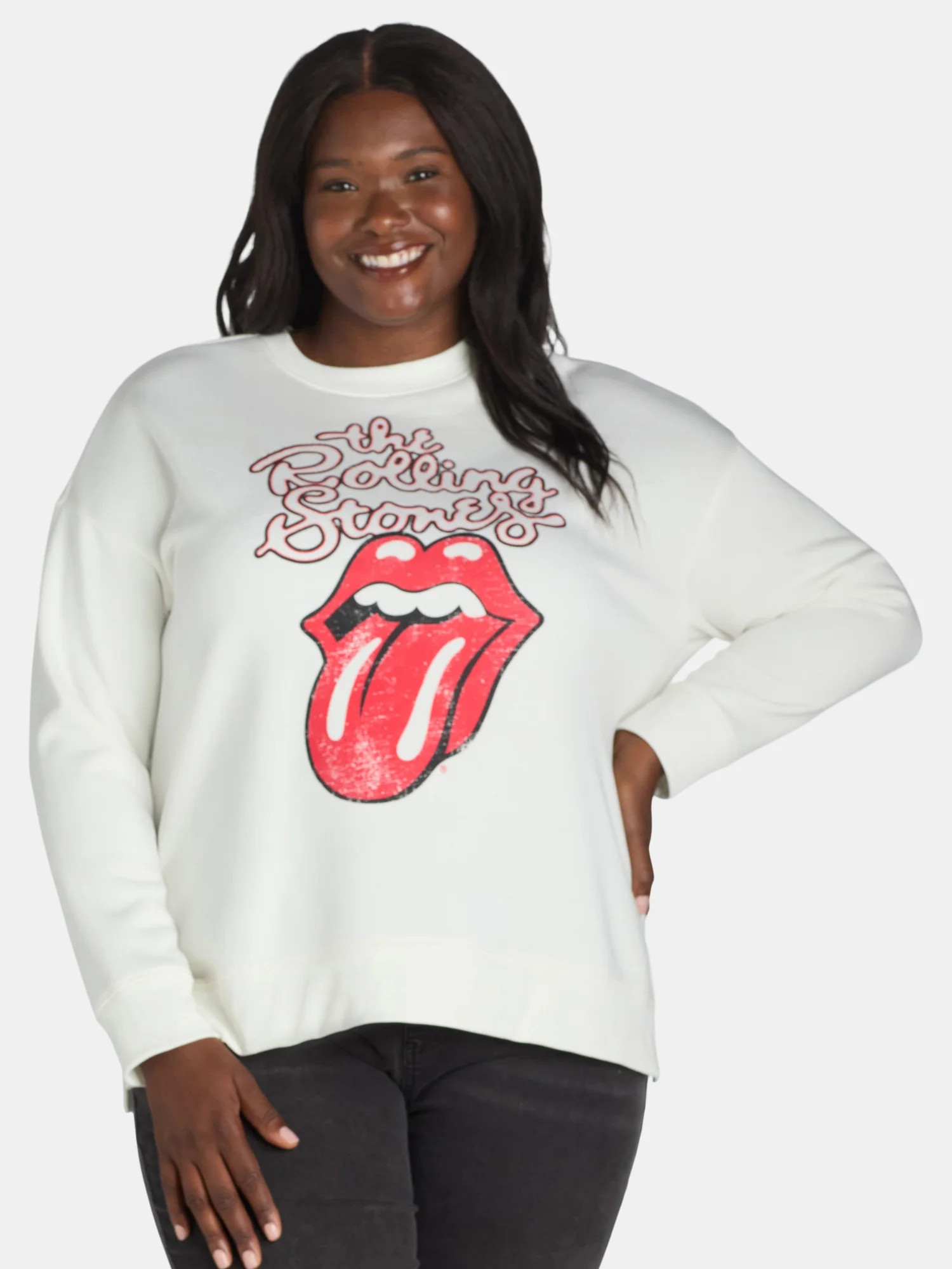 Terra & Sky Women's Plus Size Rolling Stones Graphic Band Sweatshirt with Long Sleeves, Sizes 0X-... | Walmart (US)