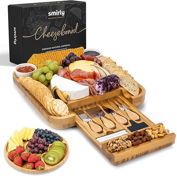 Smirly Charcuterie Board Set - Large Bamboo Cheese Board for Serving - House Warming Gifts New Ho... | Amazon (US)