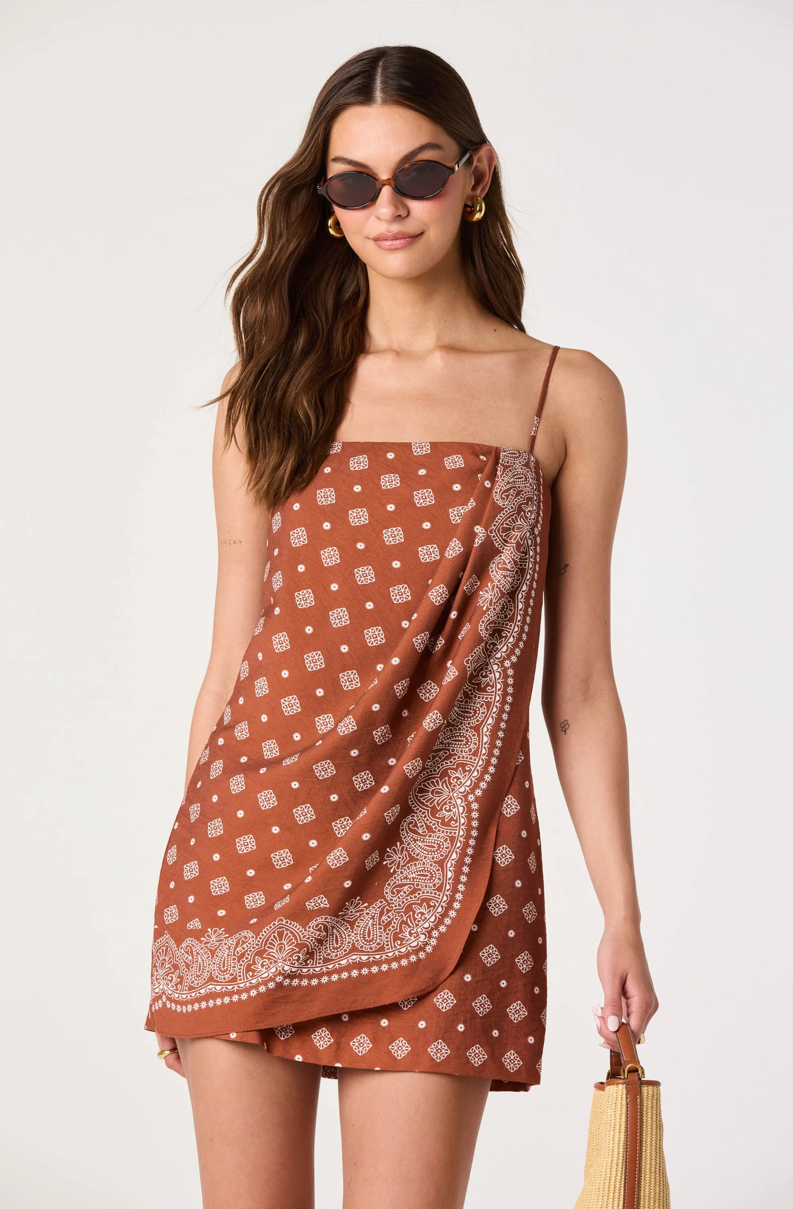 Scarlett Faux Wrap Mini Dress - Mahogany / XS | ASTR The Label (US)