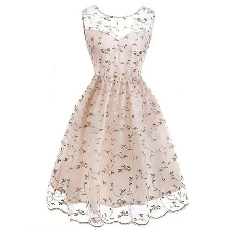 2019 early spring new ladies dress net yarn embroidery lace skirt retro style Pink L | Walmart (US)