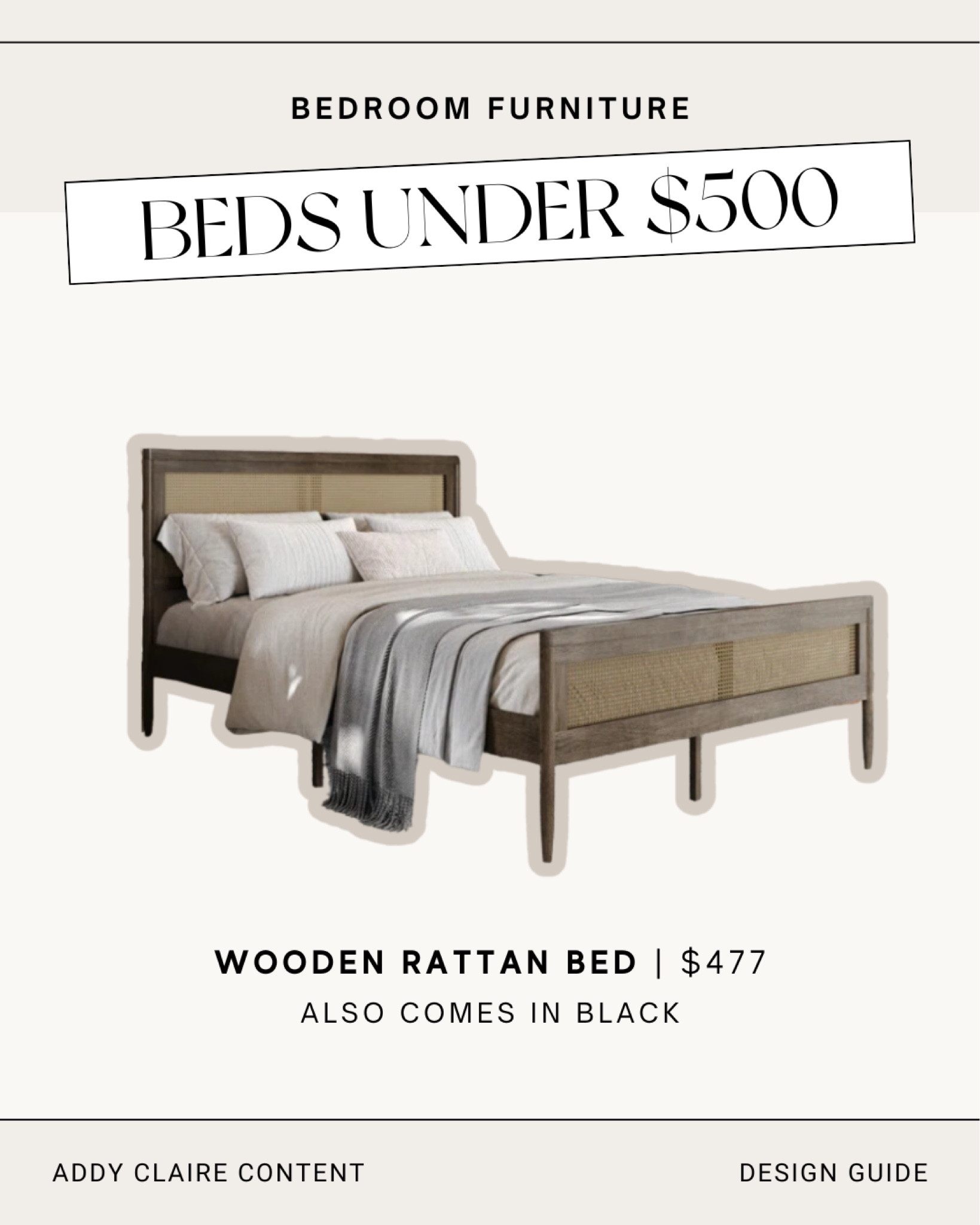 Discover amazing bed finds under $500! 🛏️✨ This Wooden Rattan Bed is a standout, offering both style and comfort at an affordable price. Perfect for elevating your bedroom without breaking the bank! Plus, it comes in black for added versatility. Check the link in my bio to explore more budget-friendly options! #BedsUnder500 #BedroomFurniture #AffordableDecor #HomeStyle

#LTKStyleTip #LTKSaleAlert #LTKSeasonal