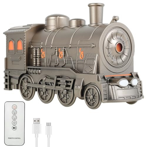 XYDHQS Steam Train Essential Oil Diffuser, 300ml Retro Train Humidifier Diffuser with 2 Light 2 Mist Mode, Ultra Quiet Train Humidifier Diffuser, Auto Off Aroma Diffuser for Home Office (Bronze) | Amazon (US)