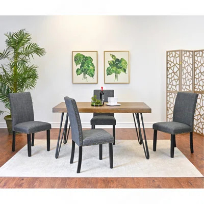 6-Piece Dining Set, Hairpin Dining Table With 4 Chairs And Upholstery Bench, 3 Color Options | Wayfair North America