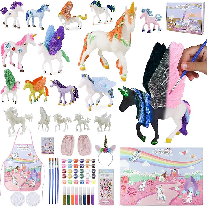 BONNYCO Unicorns Gifts for Girls Painting Kit with 18 Figurines, Painting for Kids with Glow in T... | Amazon (US)