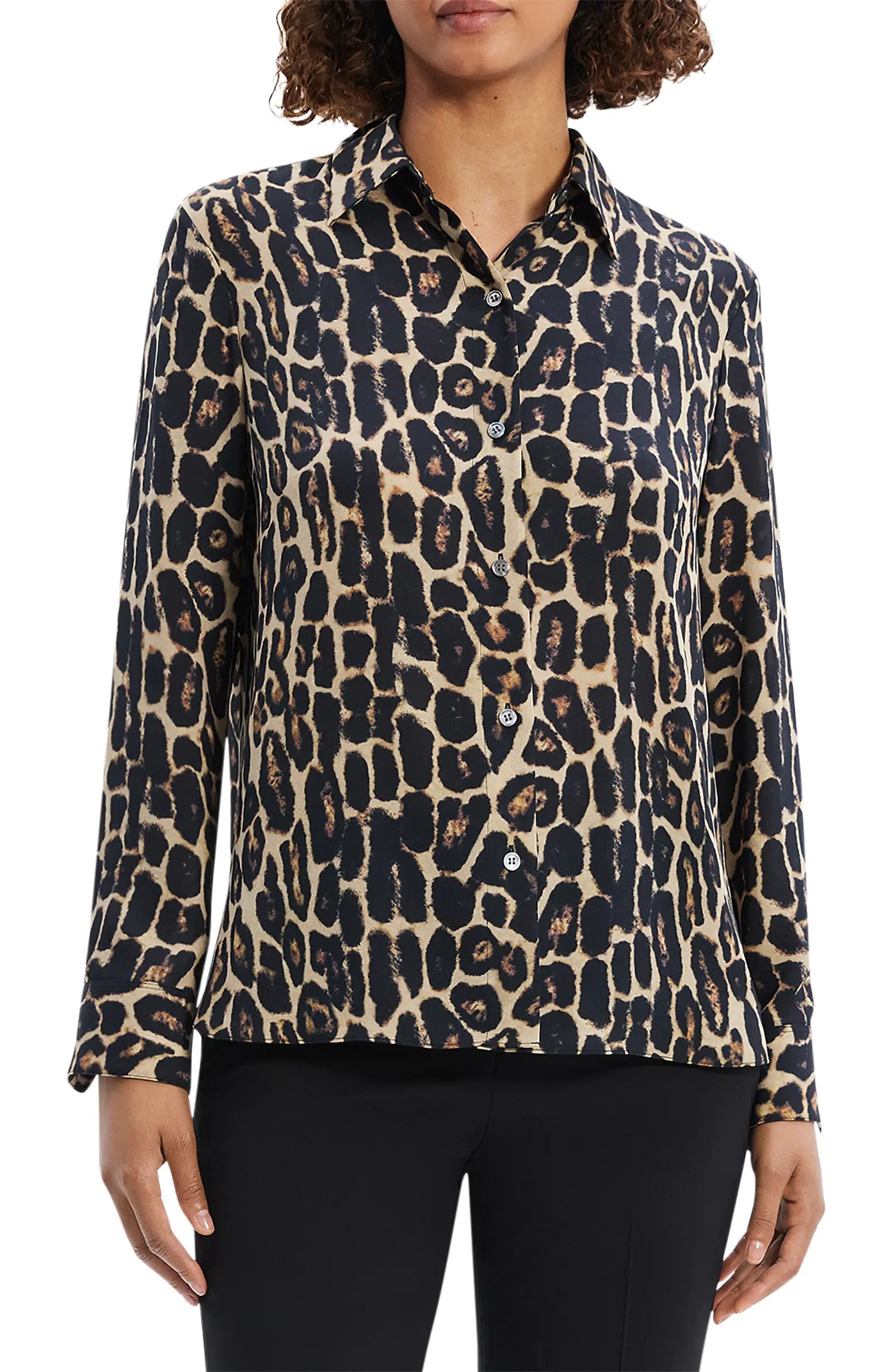 Theory Animal Print Button-Up Shirt | Nordstrom | Nordstrom