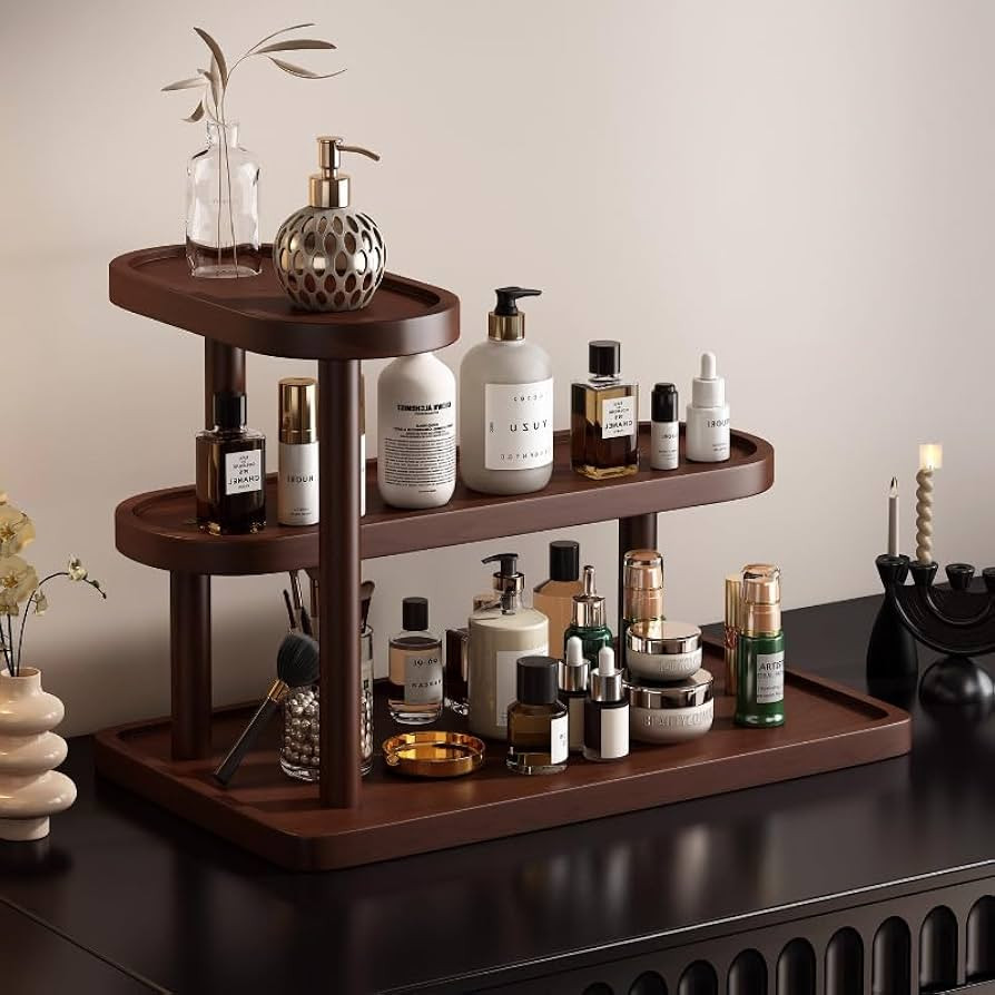 Wooden Bathroom Counter Organizer,Vanity Makeup Organizer and Storage for Skincare,Perfume Lipsti... | Amazon (US)