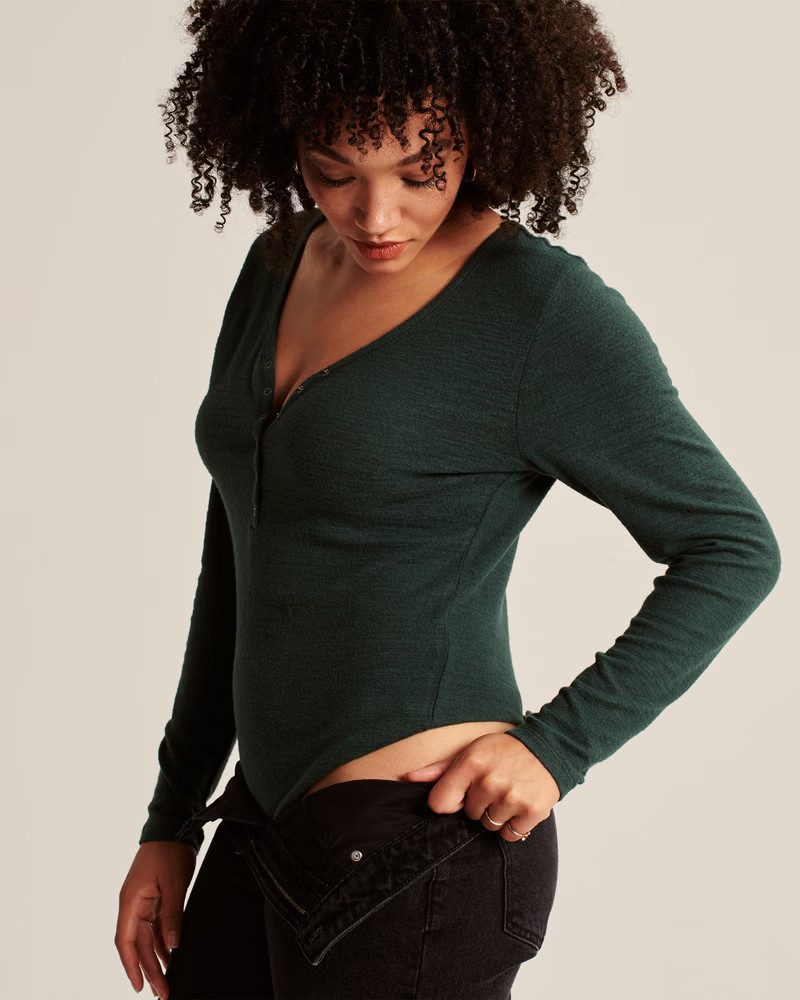 Long-Sleeve Cozy Henley Bodysuit | Abercrombie & Fitch (US)