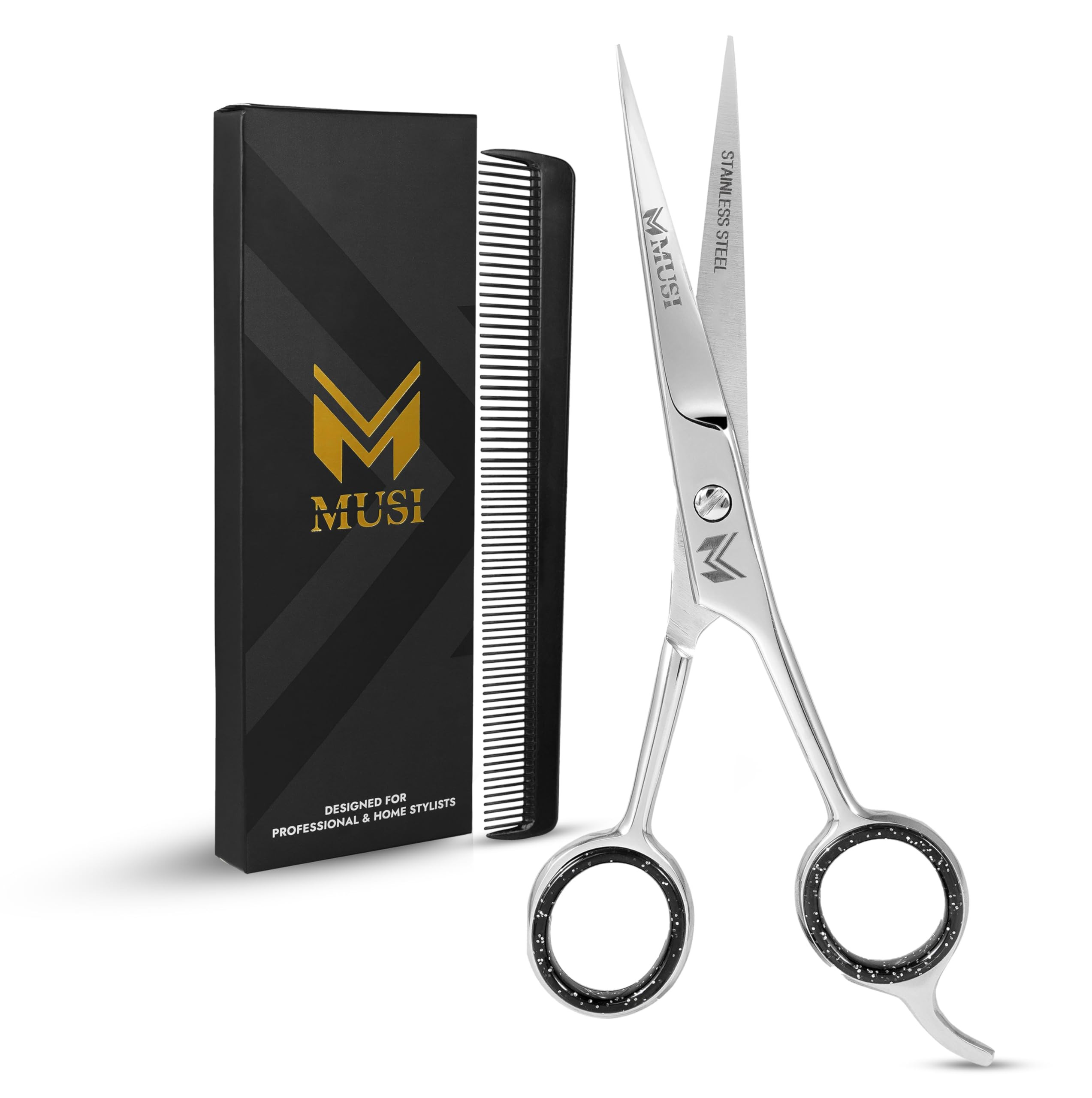 MUSI Hair Scissors 6.5" – 420 Japanese Stainless Steel Standard Hair Cutting Scissors – Premi... | Amazon (US)