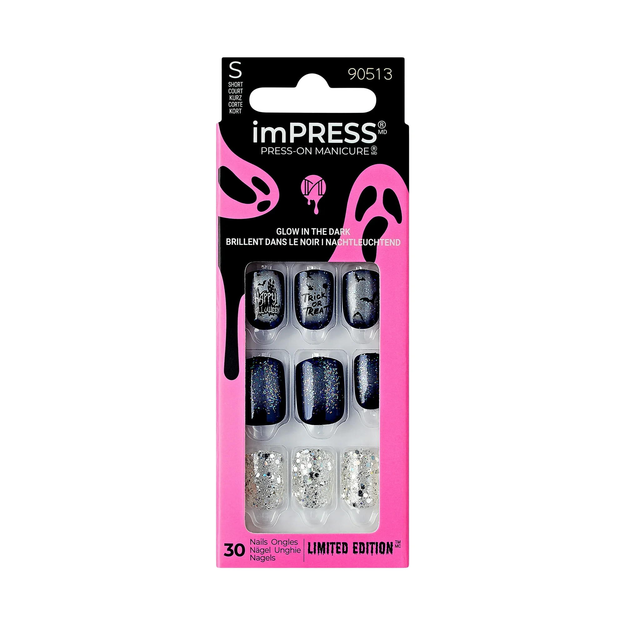 KISS imPRESS Press-On Manicure Halloween, Blue, Short Length, Square Shape, 'Eerie-sistible', 33 ... | Walmart (US)