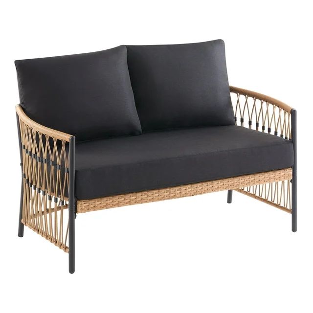 Better Homes & Gardens Lilah Outdoor Wicker Loveseat, Black | Walmart (US)