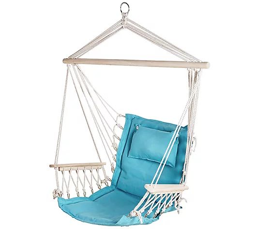 Hanging Hammock Chair with Wooden Armrests - QVC.com | QVC