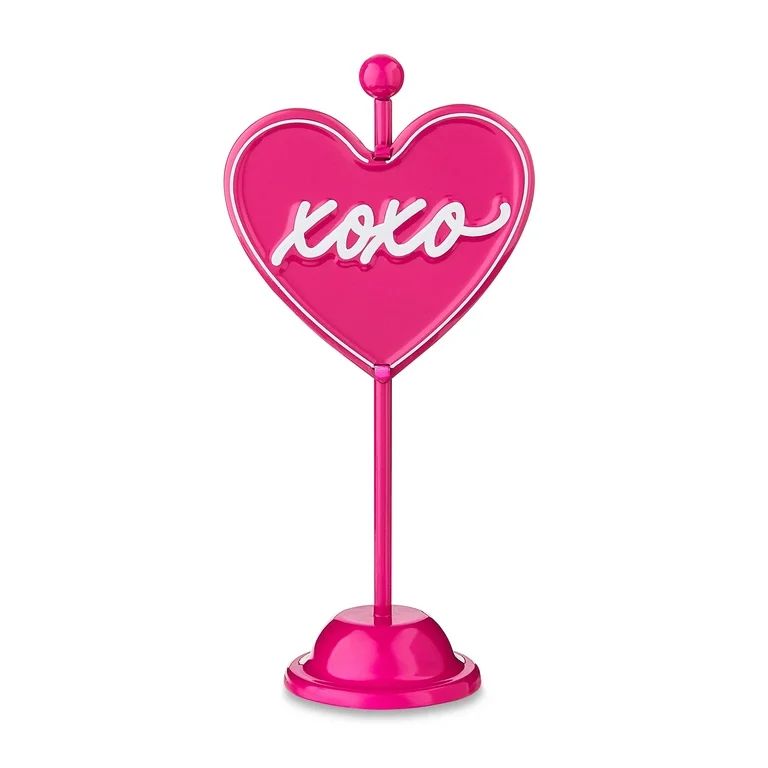 7 in Metal XOXO Pink Heart Tabletop Sign Valentine Decoration, Red & White, by Way To Celebrate. | Walmart (US)