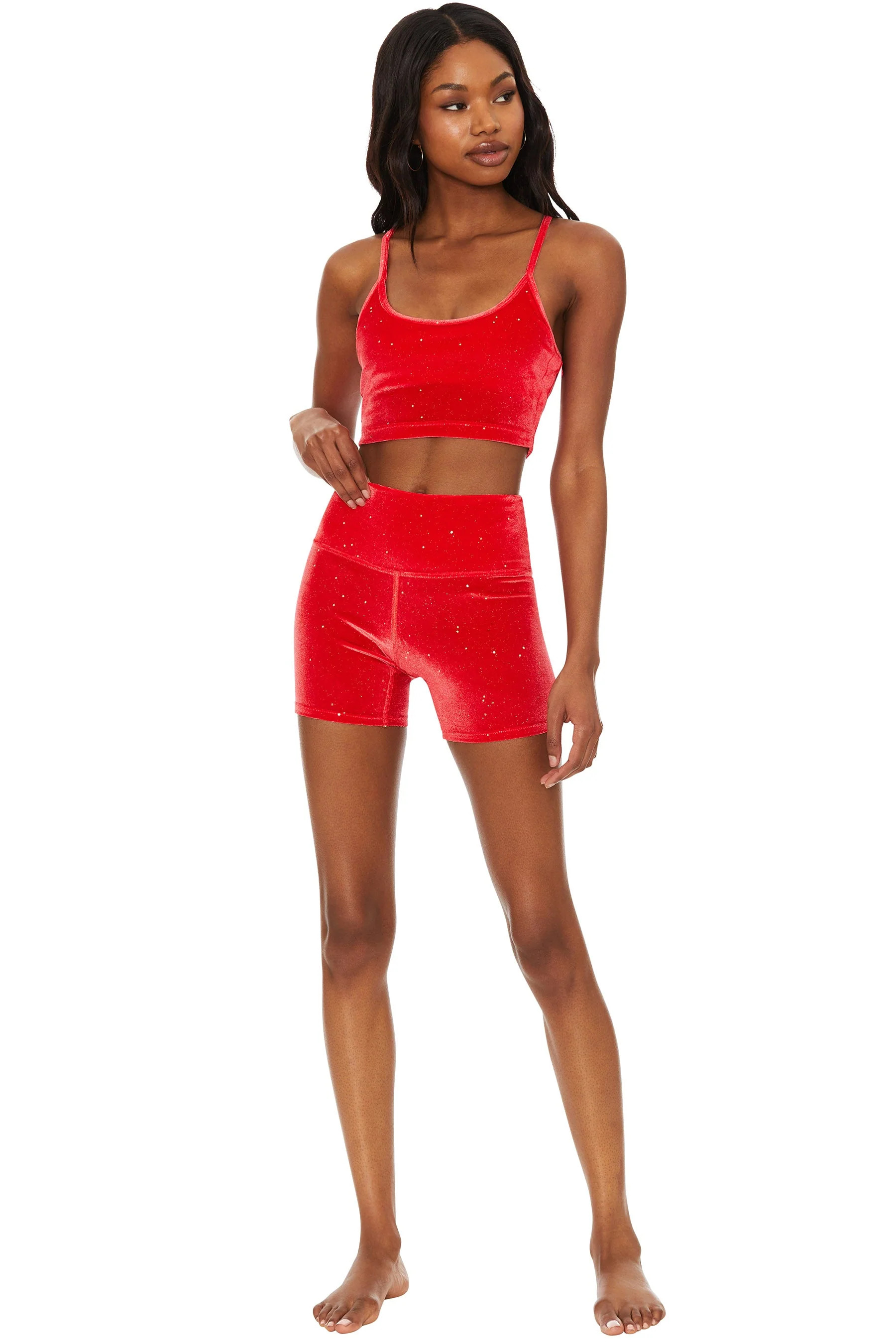 Glitter Bike Short Fiery Red Velvet | Beach Riot