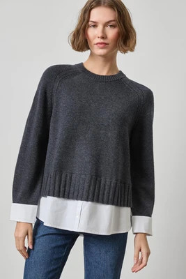 Mixed Media Crewneck Sweater | Lilla P