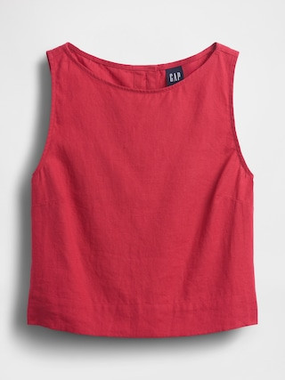 Linen-Blend Crop Shell Tank Top | Gap (US)