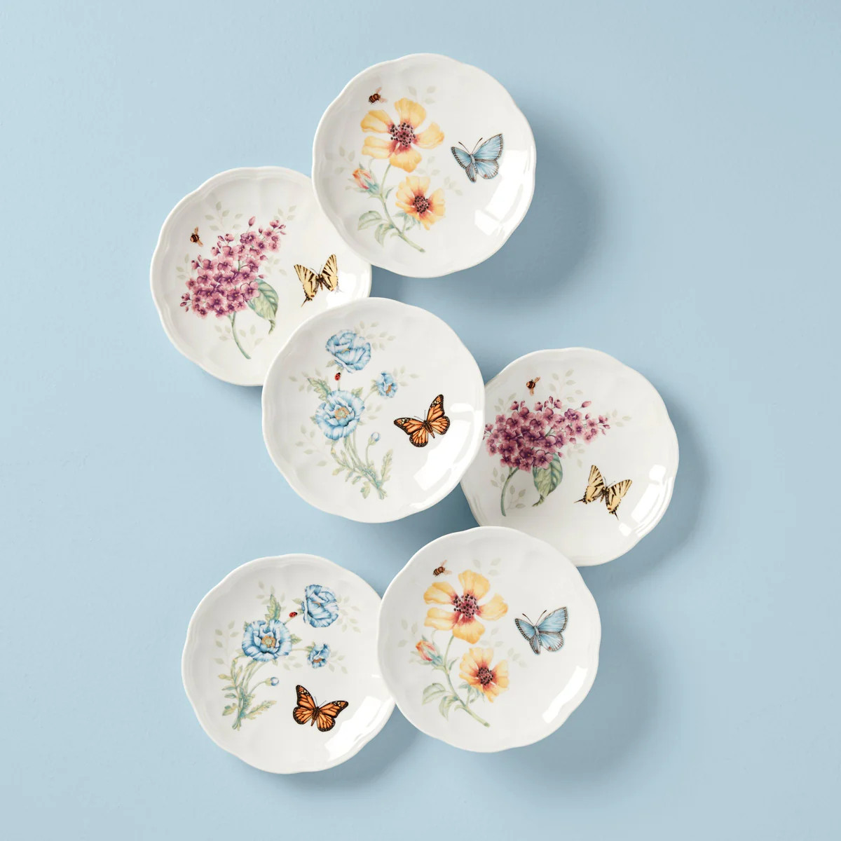 Butterfly Meadow 6-Piece Tidbit Plate Set | Lenox