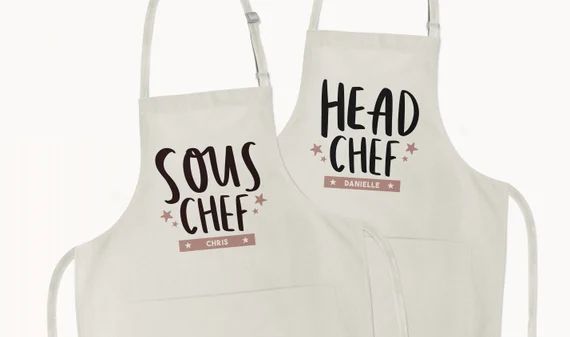 Personalised Apron Set  Head Chef Sous Chef  Matching Apron - Etsy | Etsy (US)