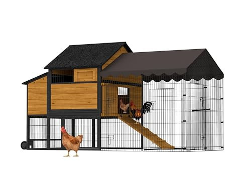 Large Chicken Coop for 6-8 Chickens,Mobile Combination of Metal and Wood Hen House Poultry Cage with Metal Run, Nesting Box,Waterproof Rain Cover Duck Coop | Amazon (US)