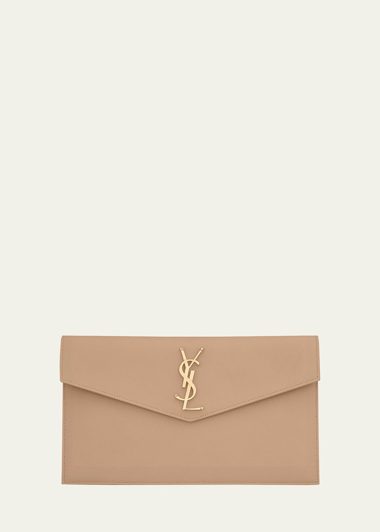 Saint Laurent Uptown YSL Pouch in Grained Leather | Bergdorf Goodman