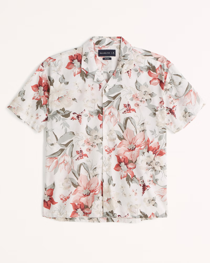 Camp Collar Button-Up Shirt | Abercrombie & Fitch (US)