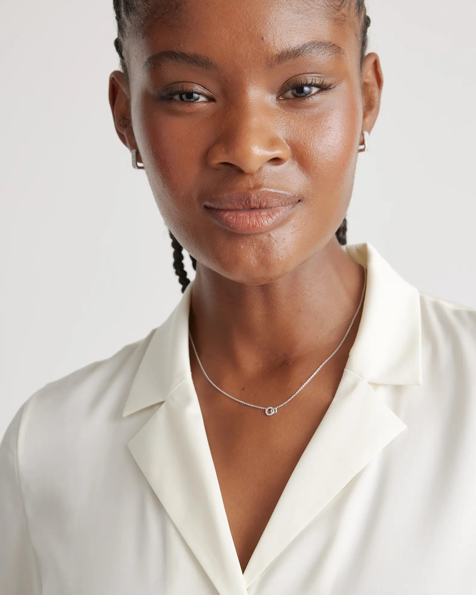 Ivory Washable Stretch Silk Short Sleeve Notch Collar Blouse | Quince