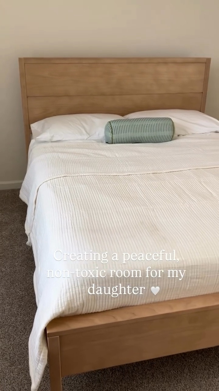 I’m rethinking everything that goes into our home - starting with where my daughter sleeps. 

Given the unique situation of having to furnish an empty home from scratch I’m taking my time to research the best products. 

This bed is:
✔️ solid wood
✔️ Greenguard gold certified 

Paired with an organic mattress and 100% cotton bedding, it gives her a calm, safe space to rest. 

As a mom, knowing she’s not breathing in flame retardants or off-gassing chemicals helps me sleep better too. 😴 

🌿 If you’re trying to create a healthier home for your kids too, follow along - I’ll share non-toxic product swaps, room ideas, and cozy minimal design tips as I make this house a (healthier) home.