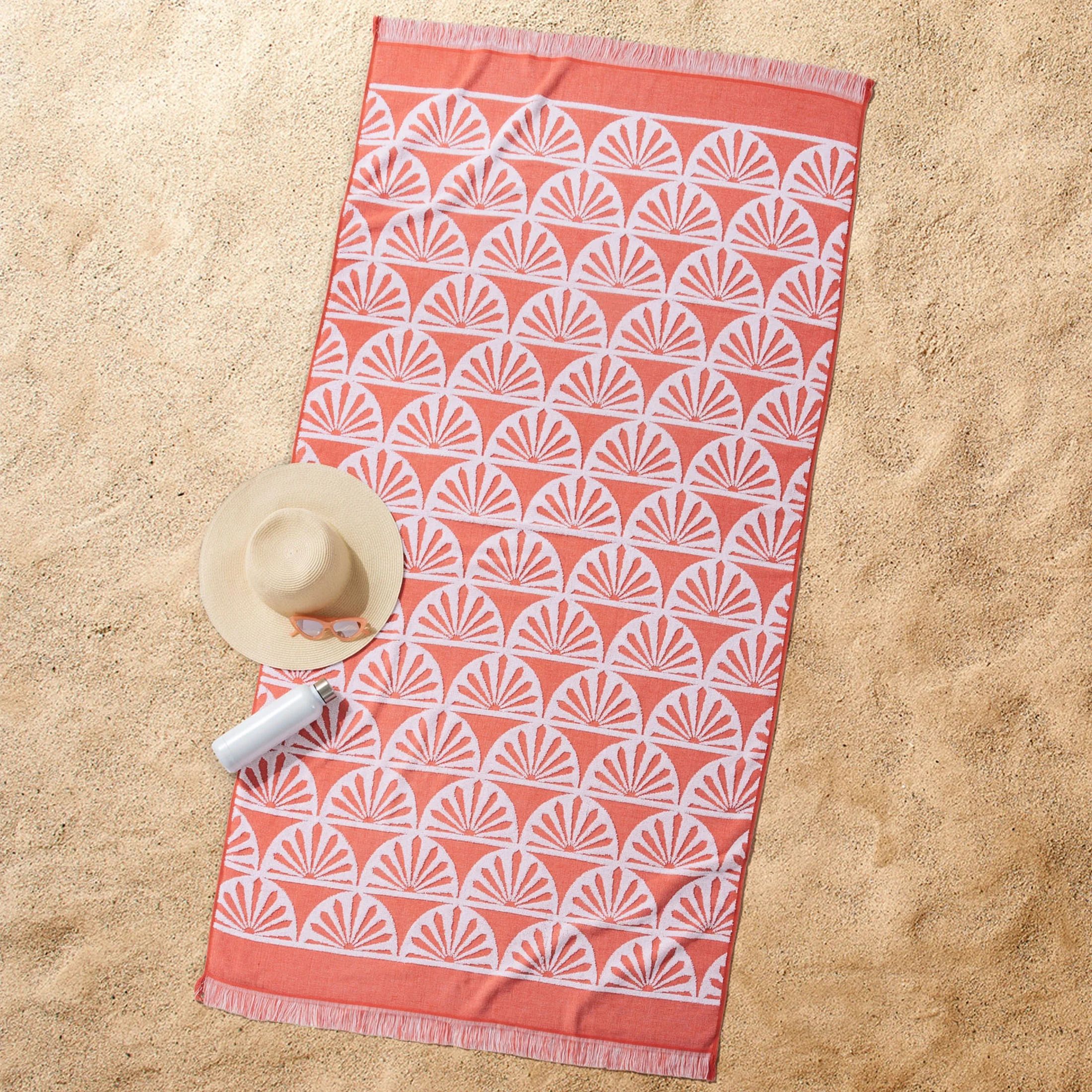Better Homes & Gardens Oversized Cotton Blend Orange Sun Print Beach Towel, 38" X 72" | Walmart (US)