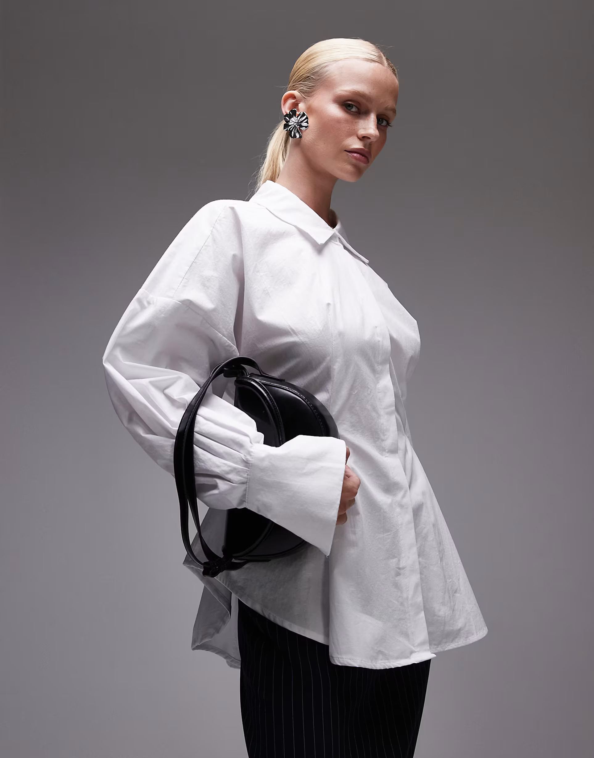 ASOS DESIGN poplin cinch back buckle detail shirt in white | ASOS | ASOS (Global)