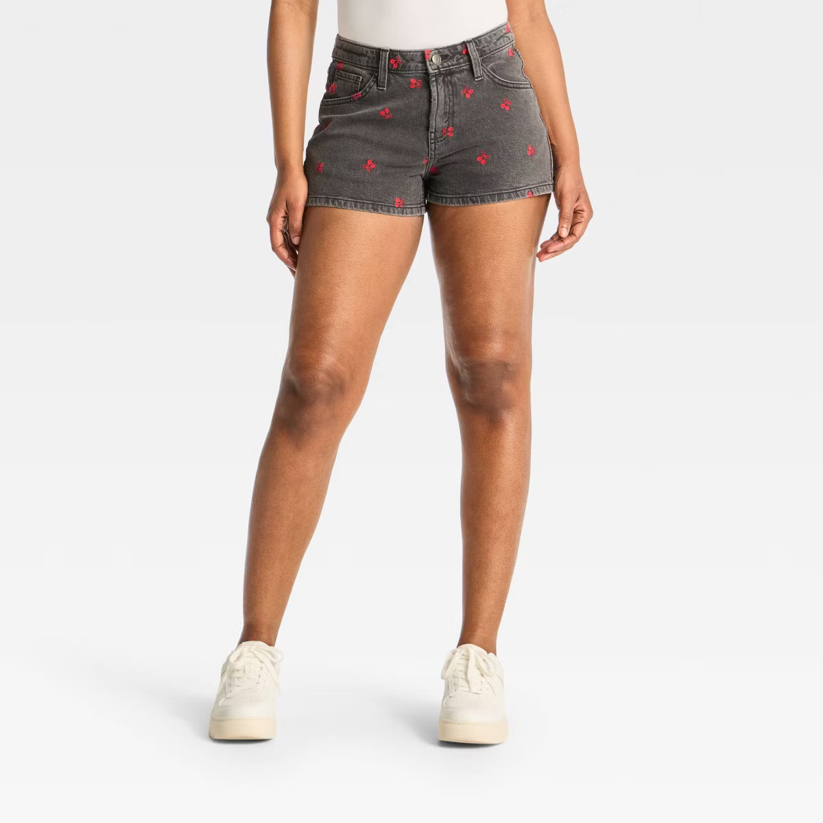 Women's EasyRigid Embroidered Mid-Rise Denim Shorts - Wild Fable™ Black | Target