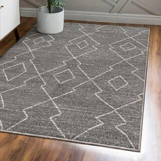 Alia Moroccan Beni Souk Gray/Cream 8 ft. x 10 ft. Area Rug | The Home Depot