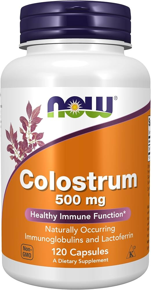 NOW Supplements, Colostrum 500 mg, Naturally occurring Immunoglobulins and Lactoferrin, 120 Veg C... | Amazon (US)