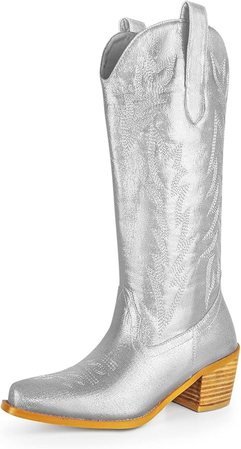 MUCCCUTE Cowboy Boots for Women - Cowgirl Boots Mid Calf with Embroidery, Pointed Toe Chunky Heel... | Amazon (US)