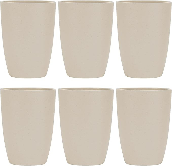 Wheat Straw Reusable Cup (12 oz) - Unbreakable Drinking Glasses Sets of 6 - Dishwasher Safe Tumbl... | Amazon (US)