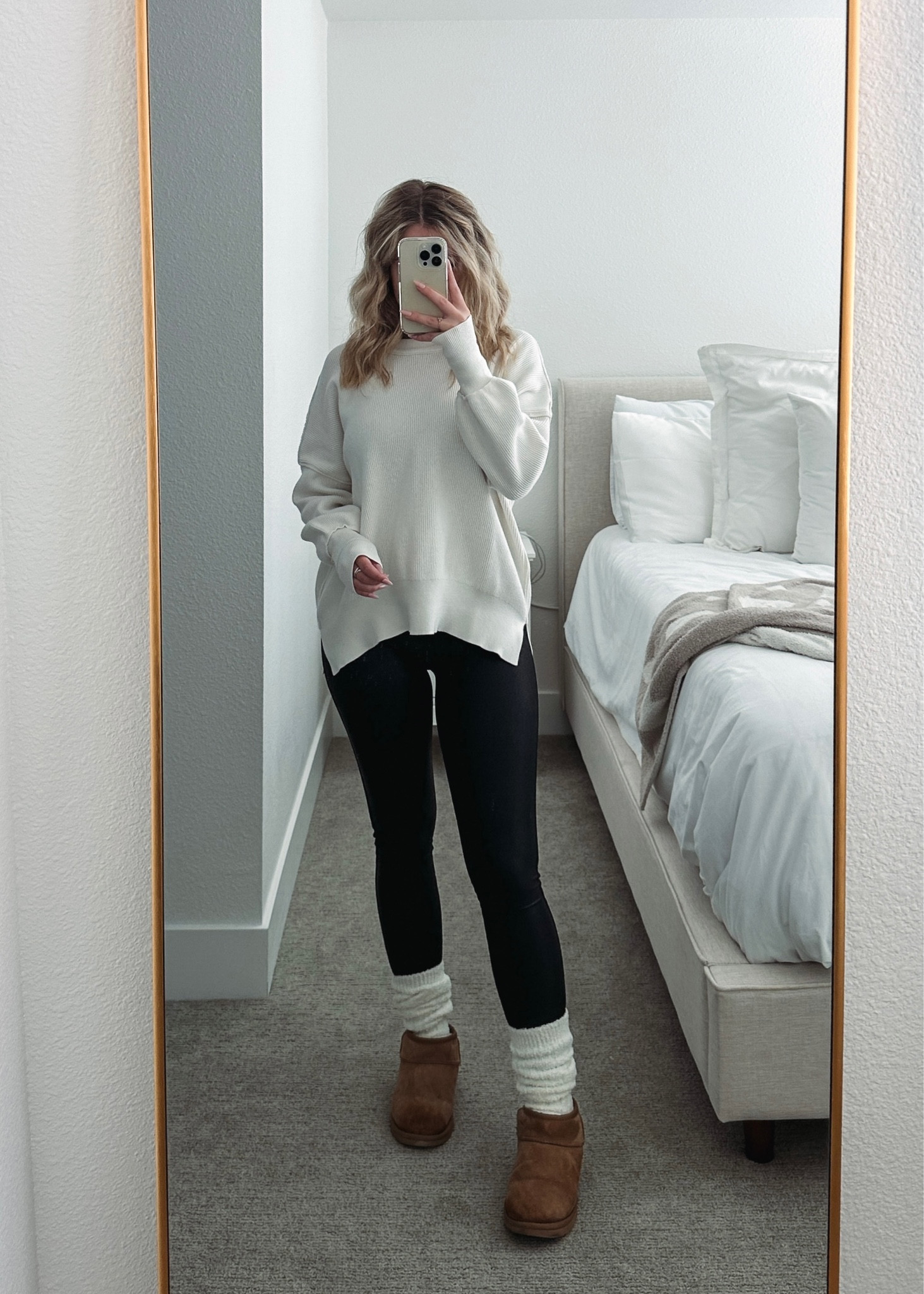 comfy cozy fall outfit idea! free people inspired top from amazon and platform mini uggs in stock! 

amazon fashion | found it on amazon | easy street tunic dupe | faux leather leggings | ugg platform ultra minis | feminine outfit | casual fall style | 

#LTKSeasonal #LTKshoecrush #LTKFind