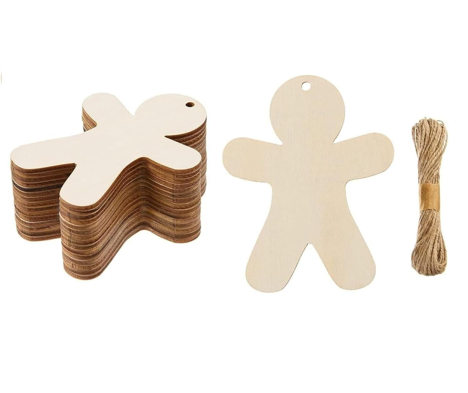 30pcs Christmas Gingerbread Man Ornaments Unfinished Wooden Embellishments Blank Wood Slices Wood... | Amazon (US)