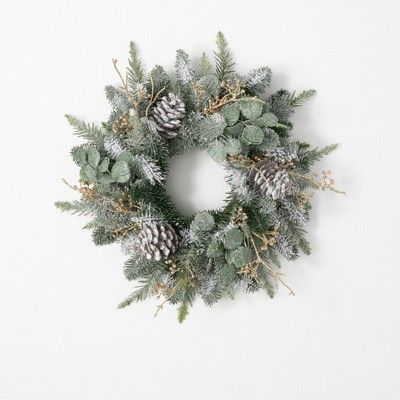 Sullivans Pine & Eucalyptus Artificial Mini Wreath 22"H Green | Target