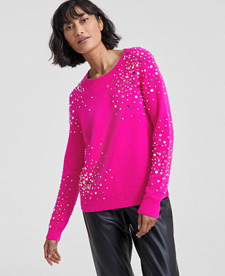 Charter Club Women's Cashmere Sequin Embellished Crewneck Sweater, Created for Macy's - Macy's | Macy's