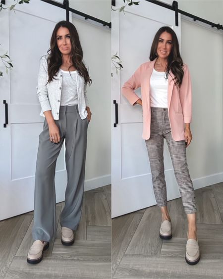Affordable workwear options to take you from office to outside the office.. 
Look 1 , xs blazer, small top because I wanted to wear it solo as well, sz down if only for blazer , pants xs loafers tts
Look 2, cropped blazer sz xs (small would have been better) , sweater small, tank xs, pleated pants sz 2 short ( I wanted to wear with sneakers as well) , loafers tts



#LTKsalealert #LTKfindsunder50 #LTKSeasonal