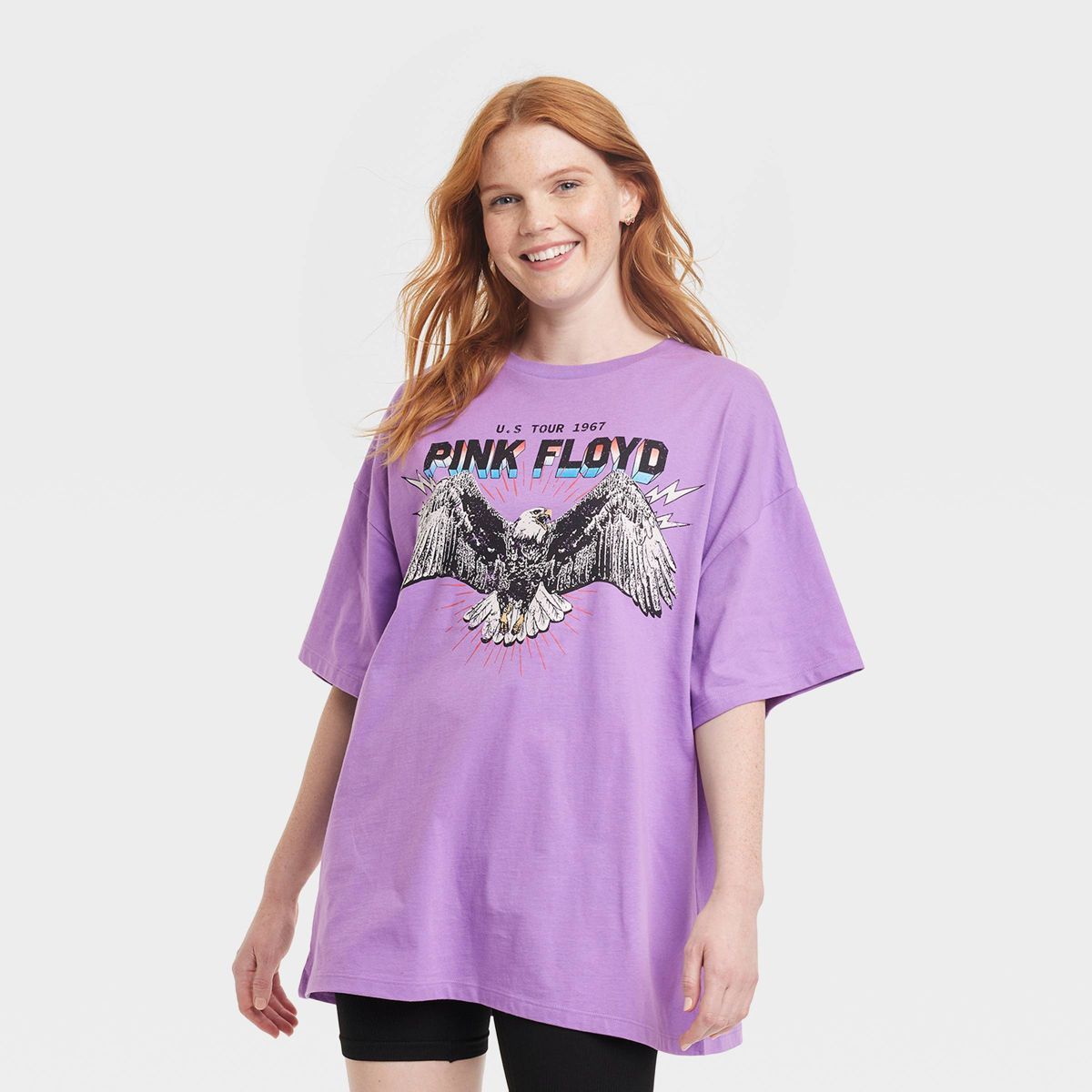 Women's Pink Floyd Short Sleeve Oversized Graphic T-Shirt - Purple | Target