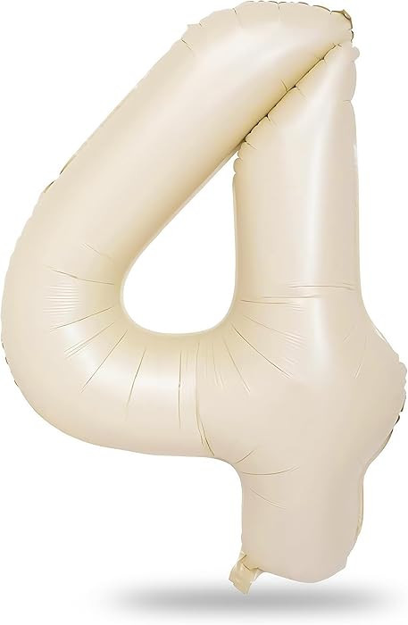 Cream 4 Balloons, 40 Inch Large Beige Foil Number Balloons Set 0-9, Self Inflating White Sand Dig... | Amazon (US)