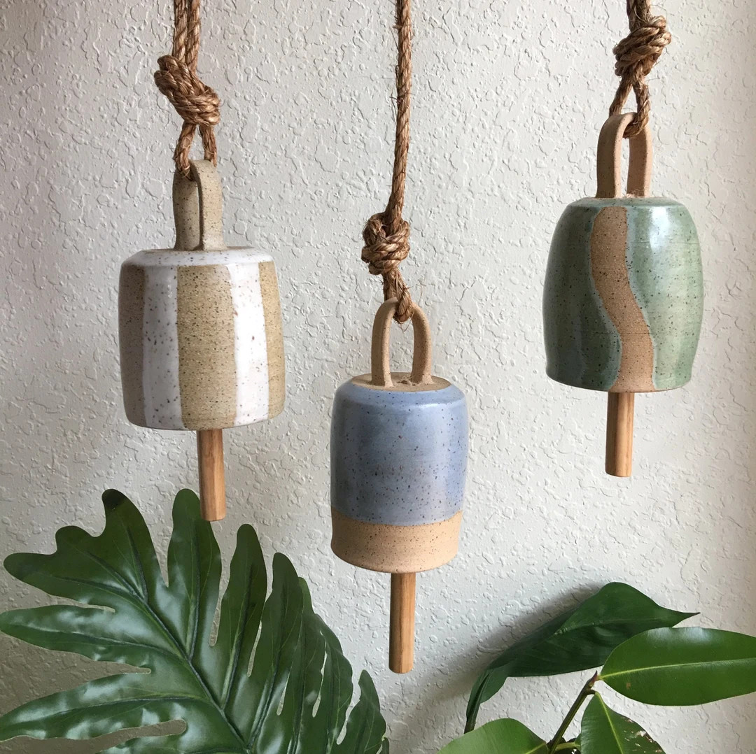 Handmade Speckled Ceramic Bell: Patio Garden Decor - Etsy | Etsy (US)