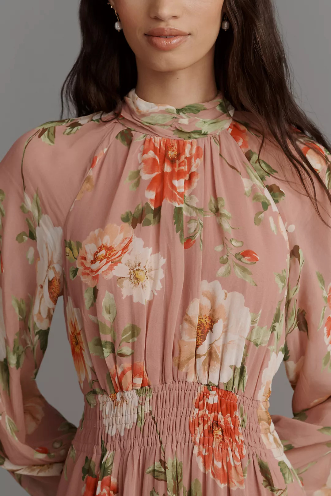 The Somerset Long-Sleeve Mock-Neck Chiffon Maxi Dress | Anthropologie (US)