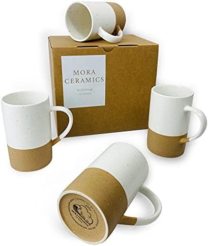 Mora Ceramics 12oz Coffee Mug Set of 4 - Ceramic Tea Cups with Handle - Microwave and Dishwasher ... | Amazon (US)