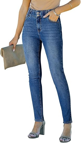 SHEWIN Womens High Waisted Skinny Jeans Stretchy Trendy Slimming Jeggings Buttons Full Length Den... | Amazon (US)