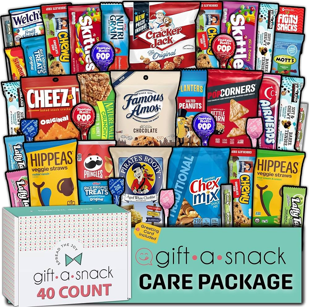 Gift A Snack - Snack Box Variety Pack Care Package + Greeting Card (40 Count) Sweet Treats Gift B... | Amazon (US)