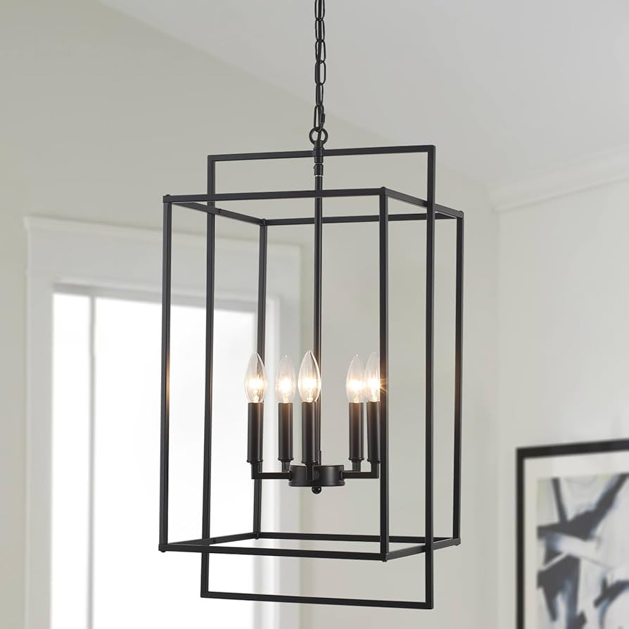 Bedoxin Black Farmhouse Chandelier, Extra Large Foyer Lighting Fixtures 14.17" Lantern Pendant Li... | Amazon (US)