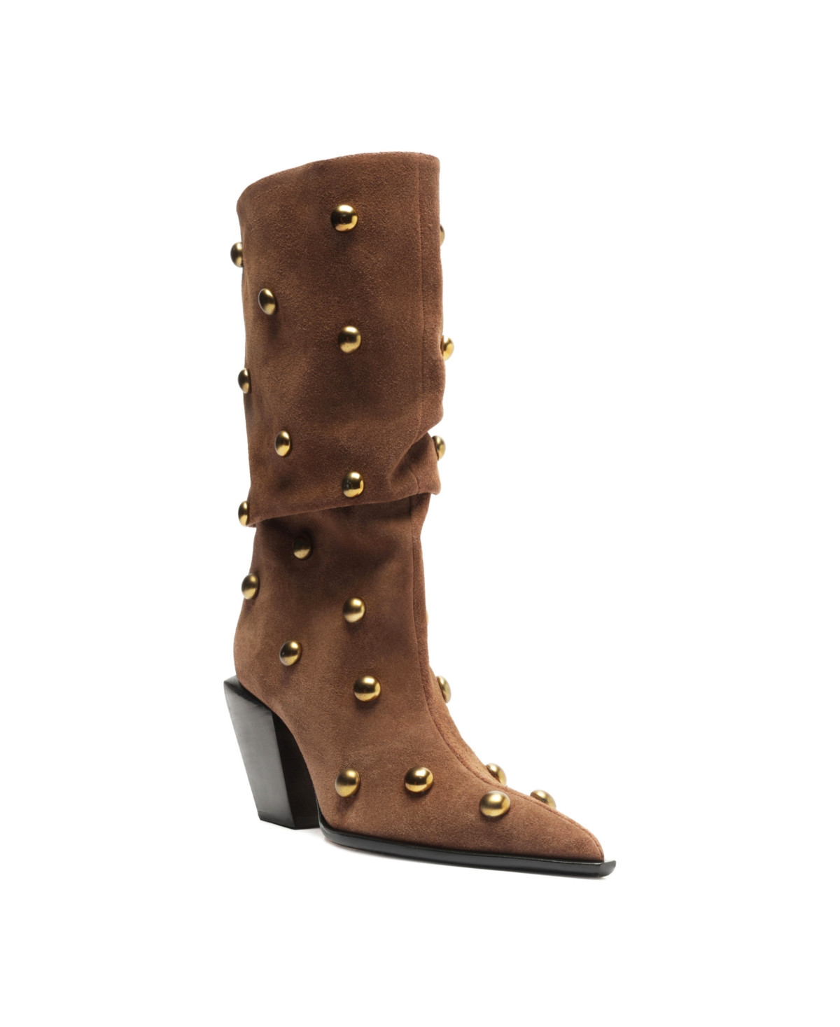Schutz Women's Tulsa Studs Mid-Shaft Boots - Pecan Brown | Macy's