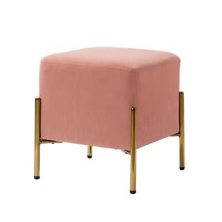 Anjelica Pink Ottoman with Gold Metal Legs | The Home Depot